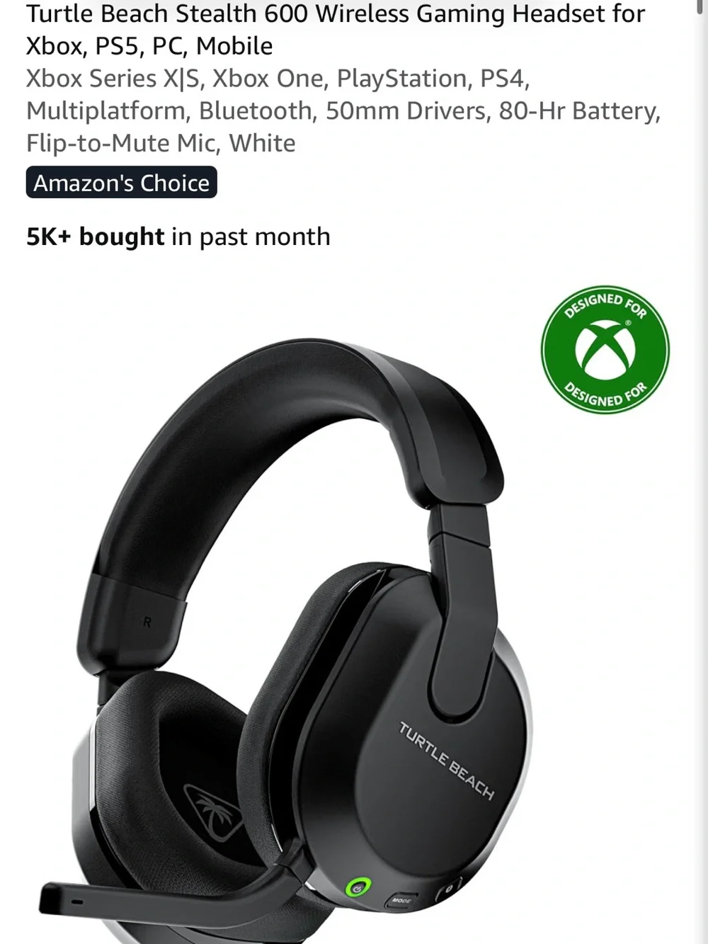 Turtle Beach Stealth 600 Wireless Gaming Headset — Black